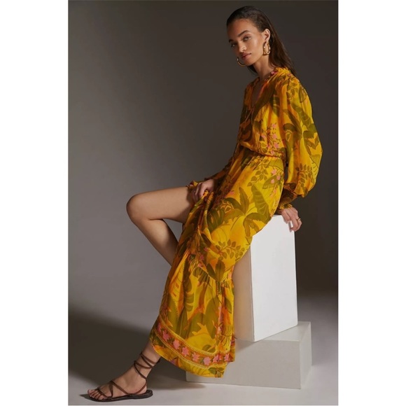 ๐๐ Farm Rio x Anthropologie Printed Midi Dress / Size S - Picture 4 of 10